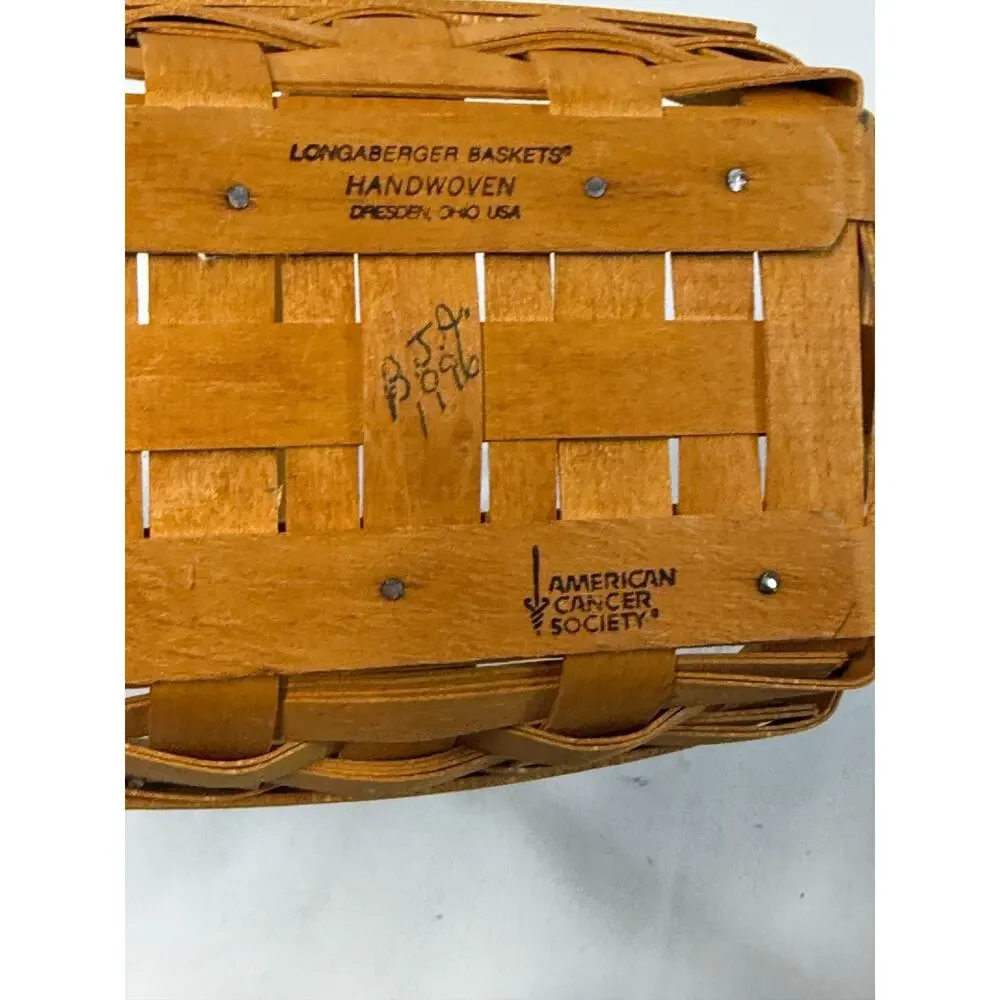 1996 Longaberger Horizon of Hope Basket w/Cream Liner & Protector‎ USA Vintage